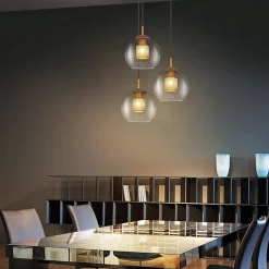 NETTLIFE Suspension table de salle à manger en verre - 1 flamme Vintage E27 Lampe à suspendre noir