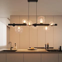 NETTLIFE Suspension table à manger lampe suspendue salon suspendu G9 suspension 8 ampoules verre moderne