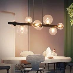 NETTLIFE Suspension table à manger lampe suspendue salon suspendu G9 suspension 8 ampoules verre moderne