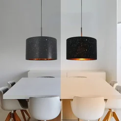 NETTLIFE Suspension Tissu Noir Or Diam.38CM E27 Moderne Ciel Étoilé Tissu Abat-Jour Vintage pour Salle à Manger Salon Chambre