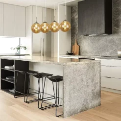 NETTLIFE Suspension verre ambre Diam.70cm G9 réglable en hauteur lampe de table à manger à 4