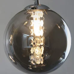 NETTLIFE Suspension verre gris Diam.41 cm G9 lustre 10 lampes en couleur