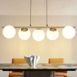 NETTLIFE Suspension verre doré diamètre 90 cm E27 moderne 150 cm hauteur réglable vintage