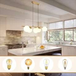 NETTLIFE Suspension verre doré diamètre 90 cm E27 moderne 150 cm hauteur réglable vintage