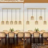 Nettlife Suspension Vintage 5 Lumières, Lustre Salle à Manger en Verre et Métal, Rétro E27 Réglable en Hauteur(sans Ampoules)