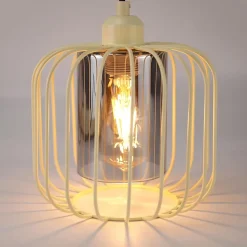 Nettlife Suspension Vintage 5 Lumières, Lustre Salle à Manger en Verre et Métal, Rétro E27 Réglable en Hauteur(sans Ampoules)