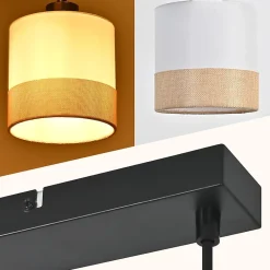 Nettlife Suspension vintage Lampe suspendue en tissu à 3 lumières, réglable en hauteur, rétro E27, blanc (Sans ampoules)