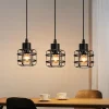 Nettlife Suspension Vintage 3 Lampes - Lustre Métal Noir E14 Rétro - Hauteur Réglable pour Salle à Manger Salon (Sans Ampoule)