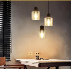 NETTLIFE Suspension Vintage 3 Ampoules E27 Noir Rétro Industriel