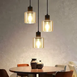 NETTLIFE Suspension Vintage 3 Ampoules E27 Noir Rétro Industriel