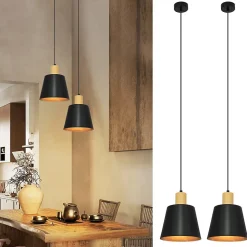 NETTLIFE Suspension Vintage Salle à Manger 2x Lampe Suspendue Noire Lampe Suspendue Industrielle E27 Métal Rétro
