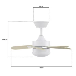 NETTLIFE Ventilateur de plafond avec lumière, télécommande, silencieux, avec minuterie, 6 pales, pour chambre à coucher
