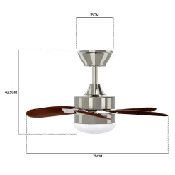 NETTLIFE Ventilateur de plafond avec éclairage, télécommande, silencieux, avec minuterie, 6 pales, pour chambre à coucher