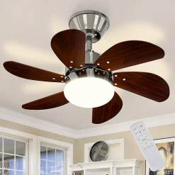 NETTLIFE Ventilateur de plafond avec éclairage, télécommande, silencieux, avec minuterie, 6 pales, pour chambre à coucher