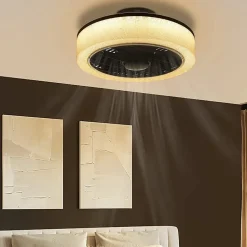 NETTLIFE Ventilateur plafond LED 39,5cm moderne silencieux télécommande minuterie 34W dimmable