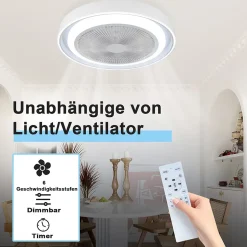 NETTLIFE Ventilateur plafond LED éclairage télécommande - Lampe moderne silencieux dimmable 5 pales