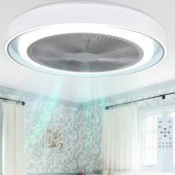 NETTLIFE Ventilateur plafond LED éclairage télécommande - Lampe moderne silencieux dimmable 5 pales