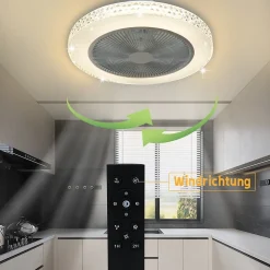 NETTLIFE Ventilateur plafond LED 48,5CM silencieux gradable timer crystal salon/chambre