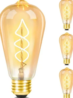 NETTLIFE 3x ampoule LED E27 lampe vintage ST64 rétro ampoule blanc chaud 4W ampoule à filament 2200K