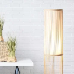 NORI Lampadaire 1L nature/blanc E27 40W - bambou/textile - ampoule non incluse