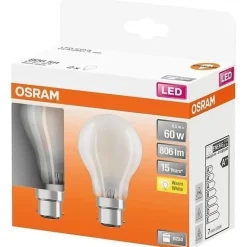 OSRAM - Boite de 2 LED std verre dépoli 6.5W b22 806lm 2700K chaud