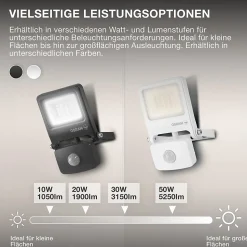 OSRAM Projecteur LED ENDURA FLOOD PC 20 W 4 000 K avec capteur gris