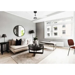 Ouray 2 de Klassfan - Ventilateur de plafond et destratificateur moteur DC basalte avec Lumière pales bois blanc 25 à 40 m²