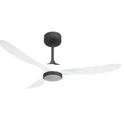 Ouray 2 de Klassfan - Ventilateur de plafond et destratificateur moteur DC basalte avec Lumière pales bois blanc 25 à 40 m²
