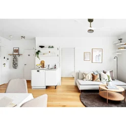 Ouray 2 de Klassfan - Ventilateur de plafond et destratificateur moteur DC Laiton avec Lumière pales bois blanc 25 à 40 m²