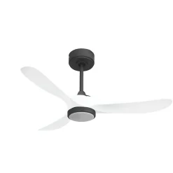 Ouray 2 de Klassfan - Ventilateur de plafond et destratificateur moteur DC avec lumière basalte pales bois blanc 10 à 20 m²