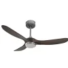 Ouray 2 de Klassfan - Ventilateur de plafond et destratificateur moteur DC Chrome avec Lumière pales bois foncé 25 à 40 m²