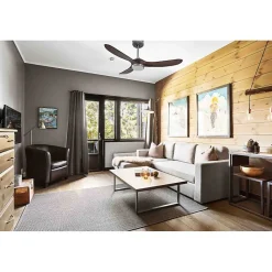 Ouray 2 de Klassfan - Ventilateur de plafond et destratificateur moteur DC Chrome avec Lumière pales bois foncé 25 à 40 m²