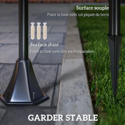 Outsunny Luminaire extérieur solaire lampadaire lanterne classique LED 10 Lm dim. 15L x 15l x 120H cm noir