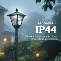 Outsunny Luminaire extérieur solaire lampadaire lanterne classique LED 10 Lm dim. 15L x 15l x 120H cm noir