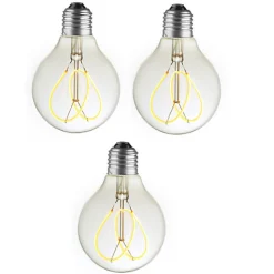 Pack 3 grandes ampoules E27 LED Déco filament Spirale Flower