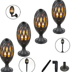 Pack 4 Lampes LED de jardin effet flamme BOMBALIGHT