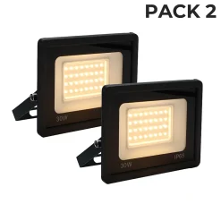 Pack de 2 Projecteur LED Extérieur IP65 Imperméable 30W 2850Lm 3000K Lumière Chaude pour Maison Garage Jardin Terrasse