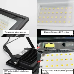 Pack de 10 Projecteur LED Extérieur IP65 Imperméable 30W 2850Lm 3000K Lumière Chaude pour Maison Garage Jardin Terrasse