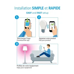 Pack de 2 Ampoules LED connectées KOZii, éclairage multi-blancs, E27 A60 Opaque 9W cons. Variation de luminosité