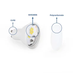 Pack de 10 Ampoules LED GU10 7W 770lm 3000K Blanc Chaud SMD2835 120 Sans Scintillement No Flicker 220V