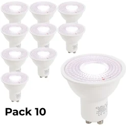 Pack de 10 Ampoules LED GU10 7W 45 SMD2835 665lm 220V 6000K Blanc Froid Sans Scintillement