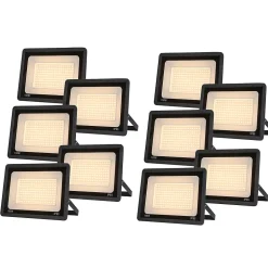Pack de 10 Projecteurs LED Extérieur 150W Lumière Blanche Chaude 3000K 14250lm IP65 Support Réglable