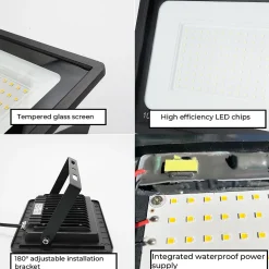 Pack de 2 Projecteurs LED Extérieur 150W Lumière Froide 6000K 15750lm IP65 Angle 120 Support Réglable Aluminium pour Gar