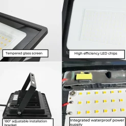 Pack de 5 Projecteurs LED Extérieur 150W Lumière Blanche Chaude 3000K 14250lm IP65 Support Réglable