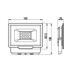 PADLIGHT5, projecteur LED SMD 20W IP65, noir 6500K