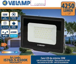 PADLIGHT5, projecteur LED SMD 50W IP65, noir 6500K