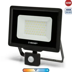 PADLIGHT5, projecteur LED SMD IP44 50W, noir 4000K. Avec détecteur de mouvements