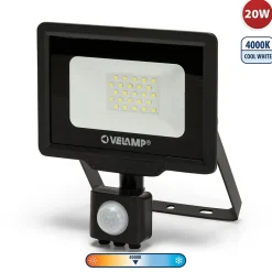 PADLIGHT5, projecteur LED SMD 20W IP44, noir, 4000K. Avec détecteur de mouvements