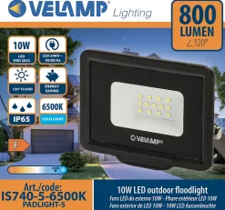 PADLIGHT5, projecteur LED SMD 10W IP65, noir 6500K