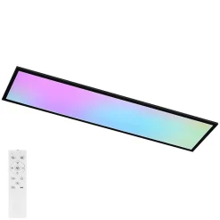 Panneau de plafond LED NETTLIFE 120x30cm. Intensité et couleur RVB variables avec télécommande. 39 W, noir.